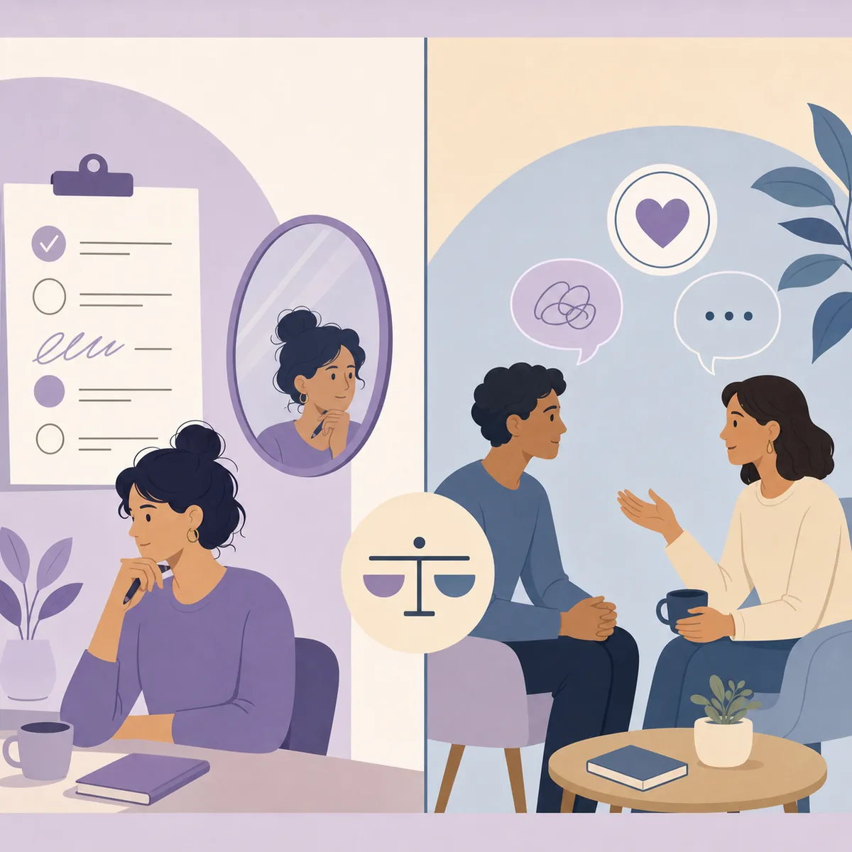 Comparaison éditoriale entre un questionnaire de réflexion et une conversation sur le bien-être mental