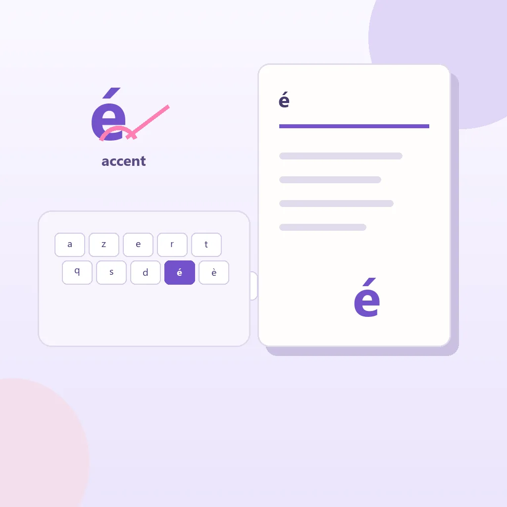 Illustration éditoriale d’un clavier français et de l’accent aigu de pureté